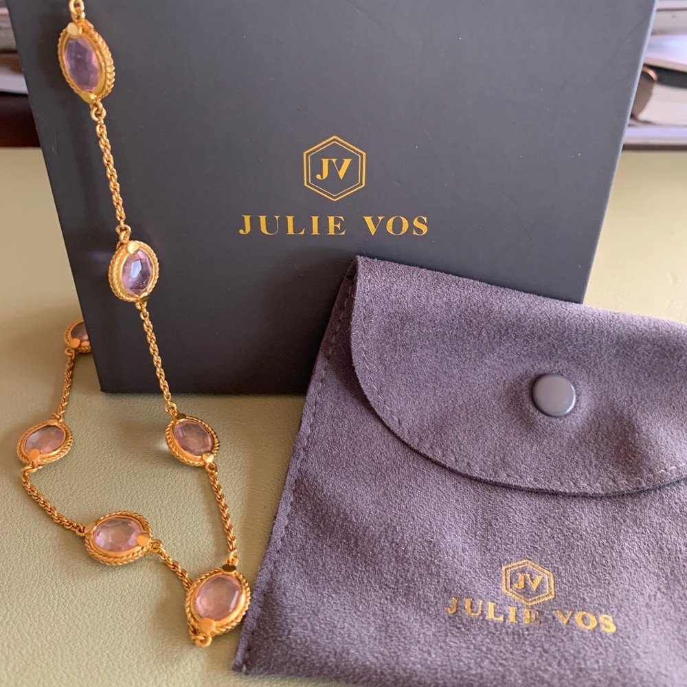 Julie Vos Iridescent Pink Station Necklace